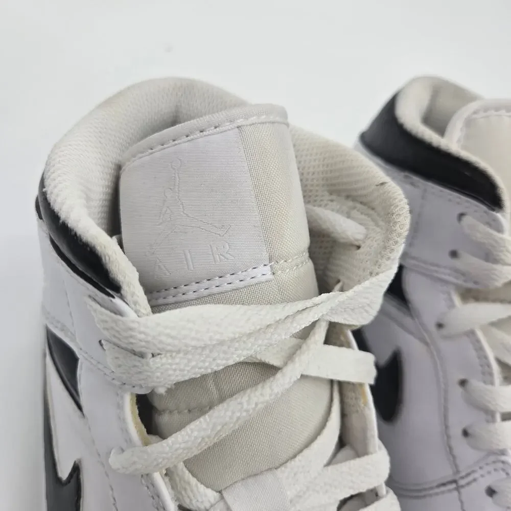 Nike Women's 8 Air Jordan 1 Mid White Black Sneakers Shoes Basketball Sports